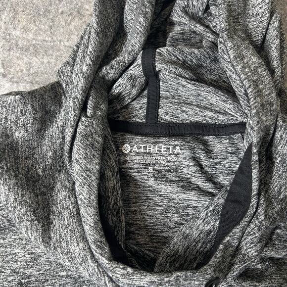 Athleta Uptempo Hoodie Sweatshirt Women’s Small Heathered Grey Thumb Holes - Picture 8 of 8
